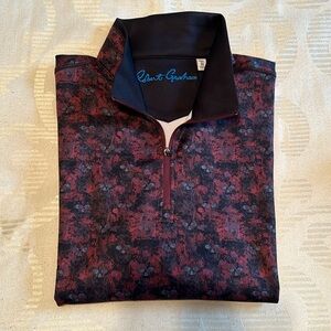 Robert Graham long sleeve 3/4 zip pullover - maroon, blue, blk modern print